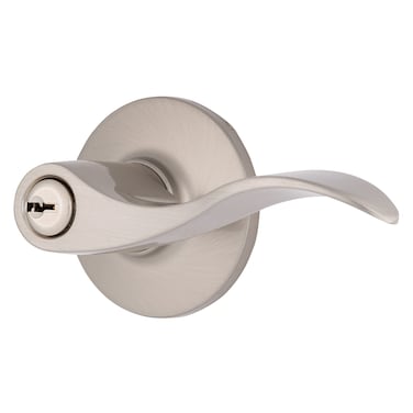 BRINKS  Transitional Keyed Entry Wave Door Lever Satin Nickel  Designed for Traditional and Transitional Homes and Blends Seamlessly with Interior Dcor E2418119