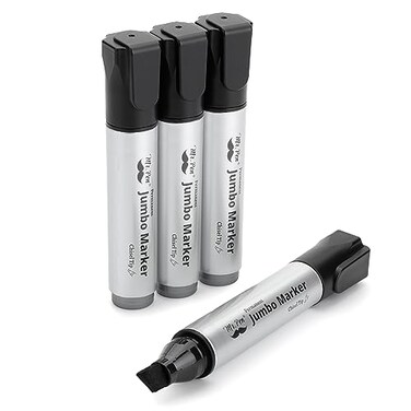 Mr Pen Jumbo Permanent Markers 4 Pack Chisel Tip Black Markers Permanent Permanent Markers Black Markers Thick Permanent Marker Thick Markers Jumbo Markers Large Markers Wide Tip Markers