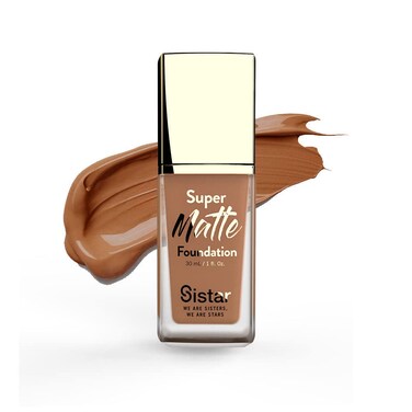 Sistar Super Matte Foundation Perfecting Liquid Foundation Full Coverage Control Shine Weightless Longwearing 30 mL  1 fl oz Mahogany