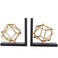 The Novogratz Stainless Steel Geometric Overlapping Cube Bookends with Black Bases Set of 2 8W 8H Gold