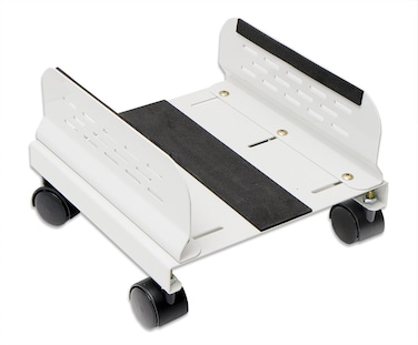 IO CREST Syba Computer Tower PC Floor Stand Rolling Caster Wheels and Adjustable Width from 5 to 9 Inches SYACC65056 Steel White
