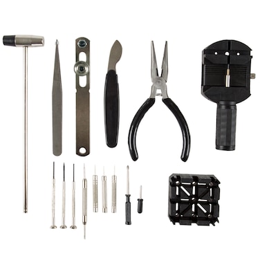 16Piece Watch Repair Kit  DIY Tool Set for Repairing Watches Includes Screwdrivers Spring Bar Remover Tweezers Link Remover and More by Stalwart