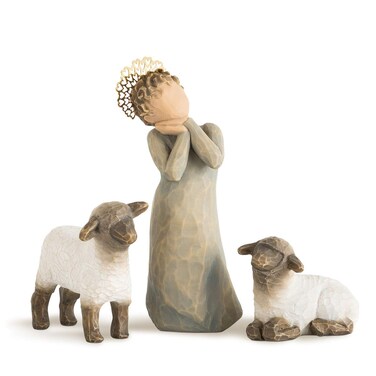 Willow Tree Little Shepherdess Sculpted HandPainted Nativity Figures 3Piece Set