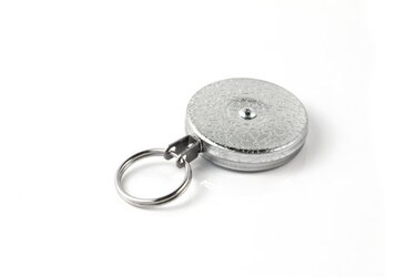 KEYBAK Industrial Retractable Reel with 48 Stainless Steel Cable Plain Back Chrome Front 8 oz Retraction Split Ring