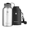 Swig Savvy Vacuum Insulated Stainless Steel Water Bottle with Straw Double Wall Wide Mouth Sports Bottle with Storage Sleeve Keeps Liquids Cold for 24 Hours Hot for 12 32 Ounces Silver