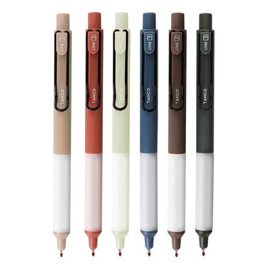 HeTaoCat Retractable Gel Pens 05mm Fine Point Quick Drying Writing Drawing Black ink gel pens Box of 6 Pens 6