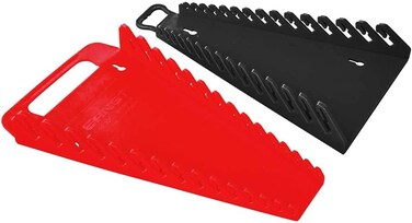 Ernst Manufacturing 8540 2Pack of Wrench Grippers  Securely Holds 30 Wrenches Portable Wrench Organization ForwardReverse Holder Pack Includes 1 Black and 1 Red