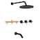 PROOX 3 Handle Tub Shower Faucet Set 10 Rainfall Shower Head with Tub and Shower Trim Kit with Roughin Valve Matte Black Bathtub Shower Faucets Wall Mounted Bathroom Rain Shower System