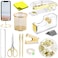 Gold Desk Accessories Acrylic Stapler Staple Remover Tape Holder Pen Holder Ballpoint Pen Scissor Binder Clips Staples Phone Holder Ruler Transparent Glue and Sticky notes