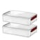 Comforhous 2 Pack Document Storage Clear Plastic Storage Boxes with Lids Stackable Storage Bins Paper Storage Box Containers for Organizing A4 File Paper Document Photo Scrapbook Red