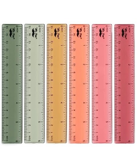 Mr Pen Ruler 6 Inch 6 Pack Vintage Colors Rulers for Kids Rulers for School Clear Plastic Ruler Kids Ruler Back to School Supplies Clear Ruler Ruler