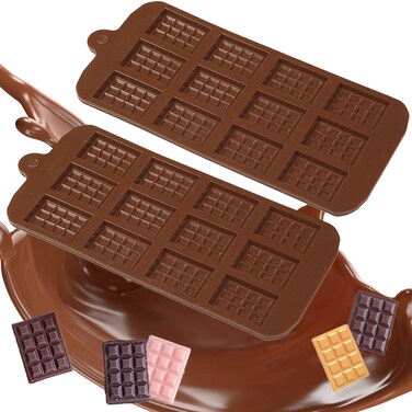 2Pcs Chocolate Molds SiliconeMini Rectangular Shaped Chocolate Bar Mold NonStick Mini Chocolate Candy Mold Silicone for ChocolateCandyWaffles Silicone Molds for Baking