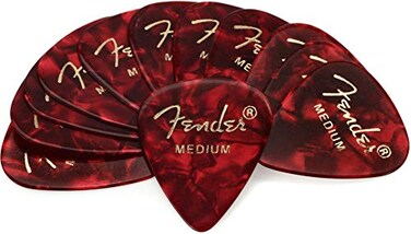 Fender Premium Celluloid Guitar Picks 351 Shape Red Moto Medium 12Pack