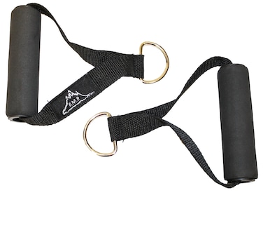 Black Mountain Heavy Duty Resistance Band Handles Cable Machine Compatible Black 2 Count