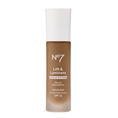 No7 Lift  Luminate Triple Action Serum Foundation  Toffee  MediumBuildable Coverage Foundation with Light Reflecting Particle  SPF 15 for Firmer More Even Looking Skin 30ml