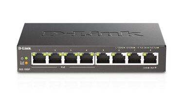 DLink PoE Switch 8 Port Ethernet Gigabit Unmanaged Desktop Switch with 4 PoE Ports 68W Budget DGS1008PBlack