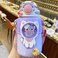 NCDUANSAN 600ML Kawaii Insulated Water Cup 316 Stainless Steel Cute Girl Outdoor Bottle Portable Straw Drinking Bottle Purple
