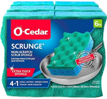 OCedar Scrunge MultiUse Pack of 6 NonScratch OdorResistant AllPurpose Scrubbing Sponge Safely Cleans All Hard Surfaces in Kitchen and Bathroom 6 Count Pack of 1 Blue