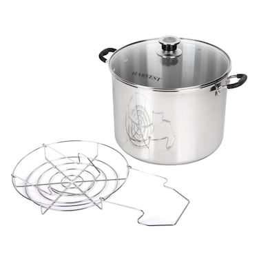 Harvest Stainless Steel 20 Qt Canning Pot with Rack  Water Bath or Steam Canning  Works on All Stovetops Including Induction Glass Gas