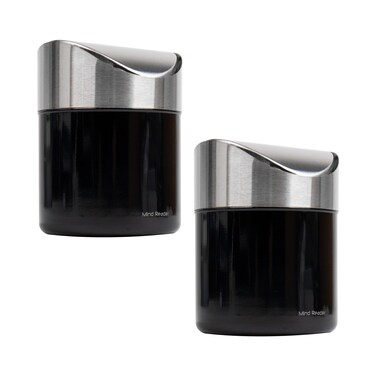 Mind Reader Mini Countertop Trash Can Set of 2 15L040 gal Waste Paper Basket Office L x 475 W x 625 H Black