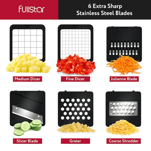 Fullstar Vegetable Chopper Cheese Slicer Food Chopper Veggie Chopper Onion Chopper Vegetable Chopper with Container Mandoline Slicer  Cheese Grater 6 in 1  White
