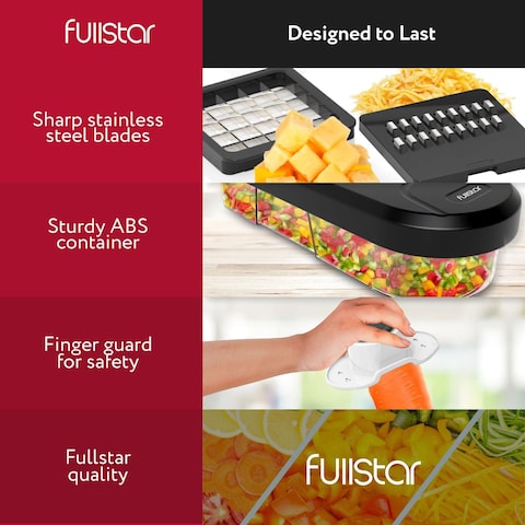 Fullstar Vegetable Chopper Cheese Slicer Food Chopper Veggie Chopper Onion Chopper Vegetable Chopper with Container Mandoline Slicer  Cheese Grater 6 in 1  White