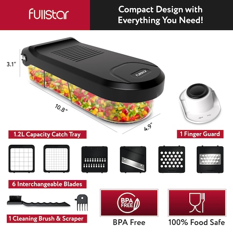 Fullstar Vegetable Chopper Cheese Slicer Food Chopper Veggie Chopper Onion Chopper Vegetable Chopper with Container Mandoline Slicer  Cheese Grater 6 in 1  White