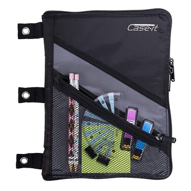 Case It Tablet Binder Accessory Padded Tablet with 3 Steel Grommets Fits Any Standard 3 Ring Letter Size Binder Mesh Pocket on Front Zipper Closure TBT100 Black