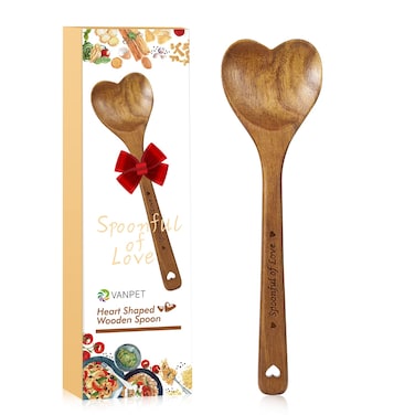 Wooden Heart Spoons  Heart Shaped Wooden Spoon Kitchenware for Cooking with Love Unique Mothers Day Gifts for Cooks Hostesses Mom Grandma Wife Weddings House Warming Kitchen Accessories 1 PC