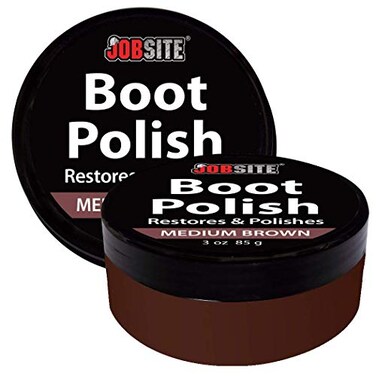 JobSite Premium Leather Boot  Shoe Polish Cream  Restores Conditions  Polishes  Medium Brown  3 oz