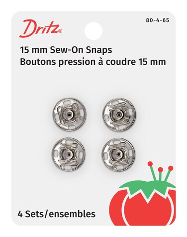 Dritz 80465 SewOn Snaps NickelPlated Brass Size 4 4Count