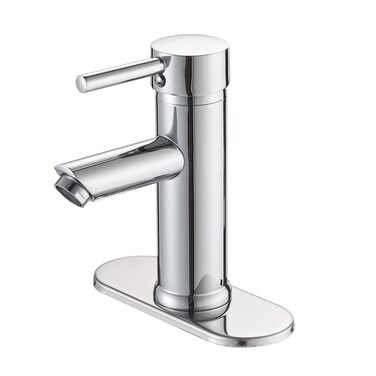 Greenspring Bathroom Sink Faucet Chrome Single Handle One Hole Commercial Deck Mount Lavatory Modern Faucet with Cover Plate and Supply Line