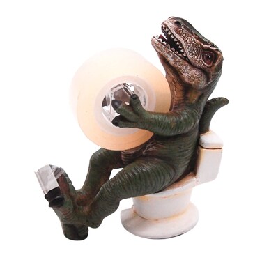 Dinosaur Sitting on a Toilet Tape Dispenser Unique Desk Accessory Funny Office Supplies 55 Inches