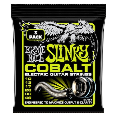 Ernie Ball Regular Slinky Cobalt Electric Guitar Strings 3 Pack  1046 Gauge