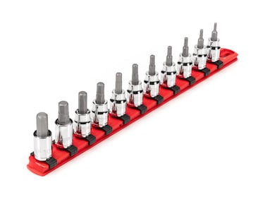 TEKTON 38 Inch Drive Hex Bit Socket Set with Rail 11Piece 310 mm  SHB91107