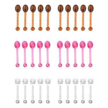 30 PCS Lip Balm Applicators Stick Honey Dipper Small Spoon Multiple Colour Honey Jar Jam Mini Lip Gloss Stick for Lip Balm