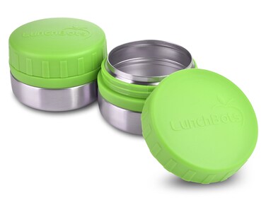 LunchBots Rounds Leak Proof 4 oz Stainless Snack Container Jar Set of 2 Purple Lids