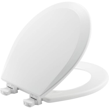 BEMIS 500EC 390 Toilet Seat with Easy Clean  Change Hinges 1 Pack Round Cotton White