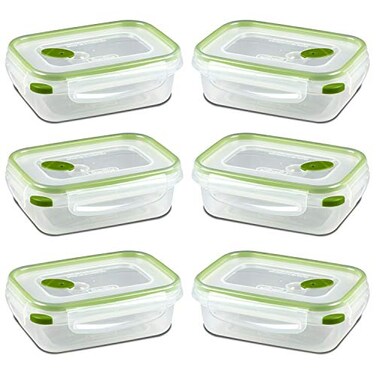 Sterilite UltraSeal 12 Cup Rectangle Airtight Food Storage Container Latching Lid Microwave and Dishwasher Safe Clear With Orange Gasket 6Pack