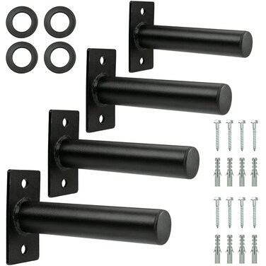 Wall Mounted Weight Plate Holder Fit 2inch Olympic Weight Plates with Protective Rubber Pad Max Weight Capacity 300 lb Mounting Hardware Included 4pcsBlack