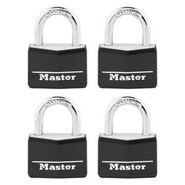 Master Lock 141Q Covered Aluminum Keyed Padlock 4 Pack Black