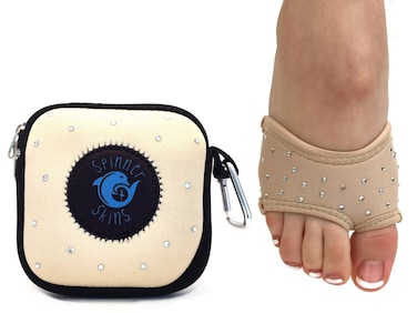 Spinner Skins Neoprene Dance Half Soles and PouchNude with RhinestonesM
