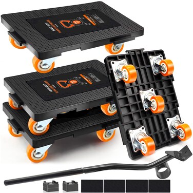 Furniture Lifter Movers Tool Set 360 Rotation Furniture Dolly Heavy Duty Furniture Movers with 5 Wheels Maximum Load 1200 Lbs for Moving Heavy Furniture Refrigerator Sofa 4 Pack