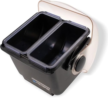 San Jamar Mini Dome Condiment Bar 2 Compartnment with Dome Lid for Kitchen Bar And Restaurants Plastic 1 Quart Black