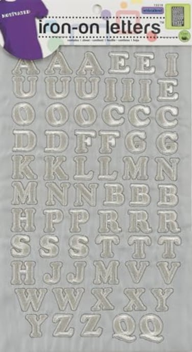 Dritz 15519 Ironon Letters Embroidered Cooper 34Inch Silver 1Sheet