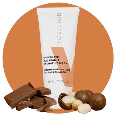 Volition Chocolate Macadamia Hydrating Face Mask  Nourishing Facial Mask with Hyaluronic Acid Peptides  Vegan Collagen  Cocoa Extract Face Mask 60ml  2 fl oz