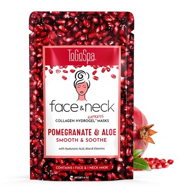 ToGoSpa FACE  NECK  Premium Clean Collagen Gel Mask with Hyaluronic Acid Aloe Vera Vitamins C  E Pomegranate