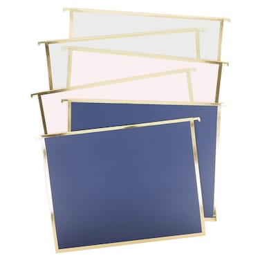 U Brands Classic Chic Fashion Hanging File Folders Office Supplies Blue Pink and Gray with Gold 6 Count