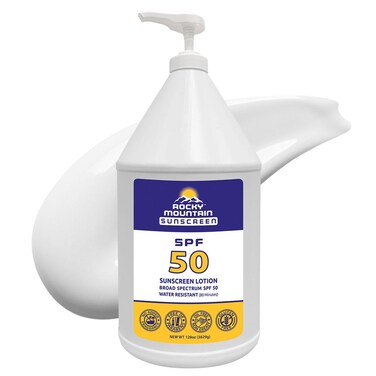 Rocky Mountain Sunscreen SPF 50 Gallon Lotion  Broad Spectrum UVAUVB Protection  Hawaii 104 Reef Act Compliant Oxybenzone  Octinoxate Free  Water Resistant 80 Min  Fragrance Free  128 Fl Oz