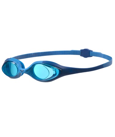 Arena Unisex Youth Spider Junior Swim Goggles Girls and Boys Ages 6 to 12 No Fog NonMirror Lens Easy to Adjust Strap No Leak BlueLightblueBlue